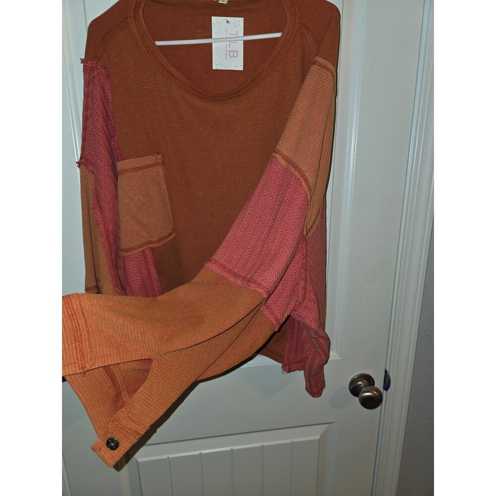 POL Oversized Patchwork Sweatshirt Size Large New… - image 6